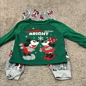 Disney Kids Pajama Set - Green and Gray Mickey & Minnie